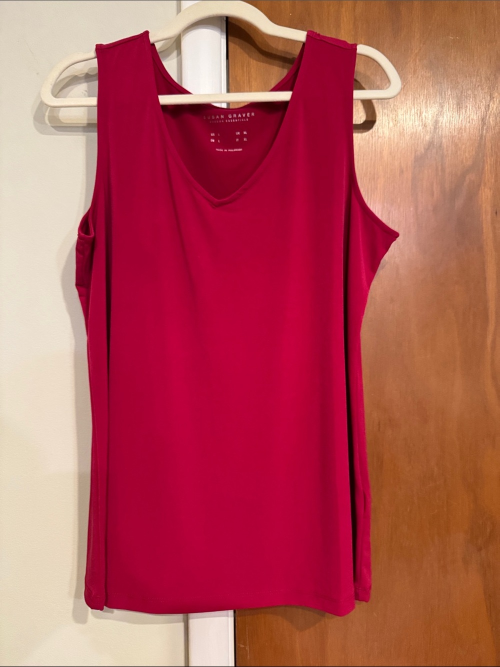 Susan Graver Sleeveless V-Neck Tank Top - Raspberry Pink